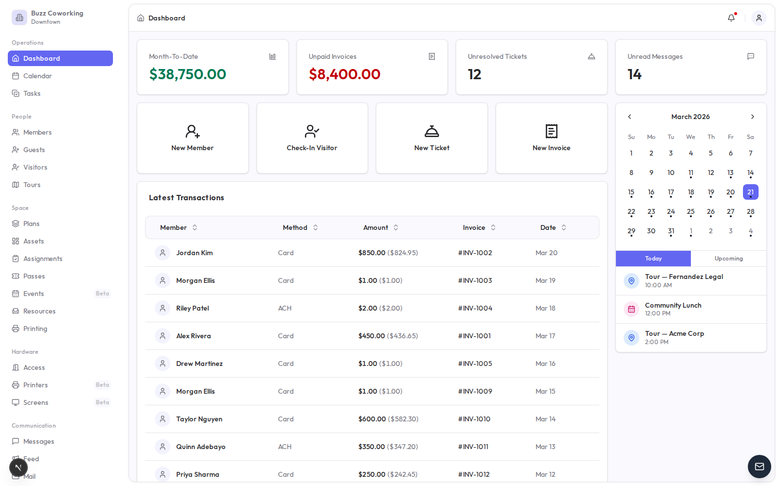 Deskie dashboard in Indigo